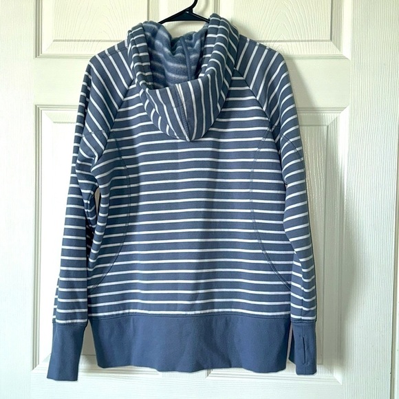 Gap Fit Blue Striped Long Sleeve Full Zip Hoodie Sz XL - Picture 4 of 5